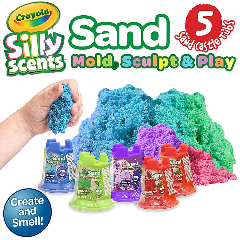 5 Pack Crayola Silly Scents Sand 5oz Sand Castle Tubs - Mold, Sculpt & Play!