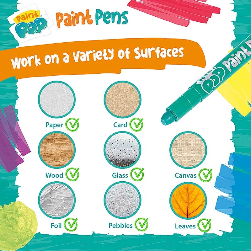 Paint Pop Paint Pens - Work on a variety of surfaces
