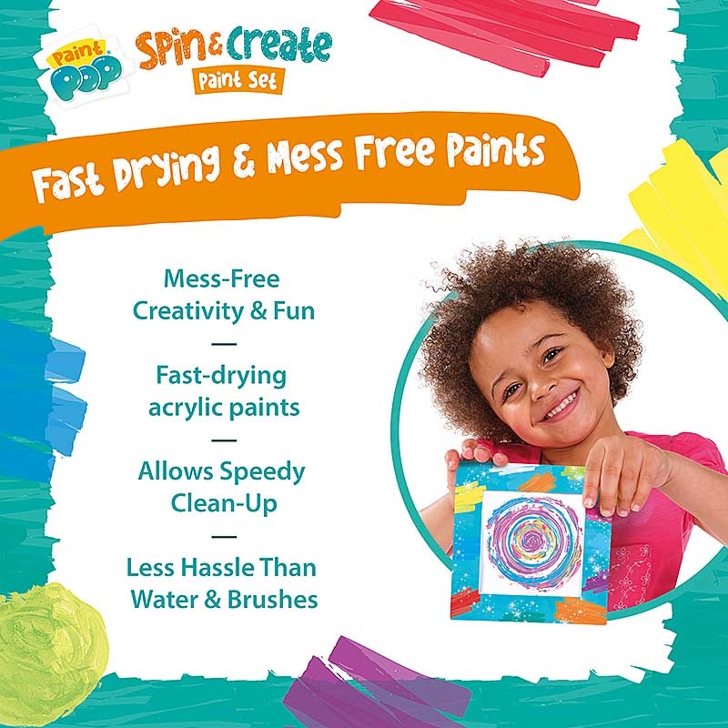 Paint Pop Spin & Create Paint Set - Fast Drying & Mess Free Paints