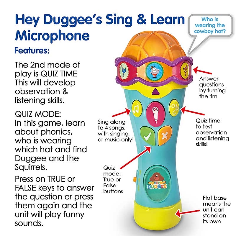 Hey Duggee Sing and Learn Microphone - Features
