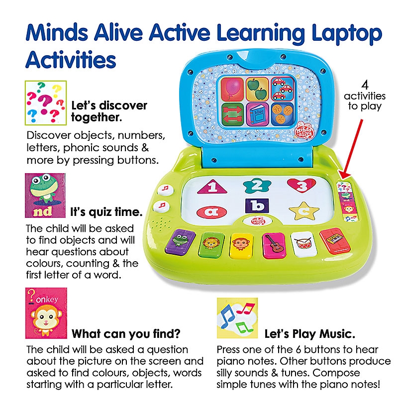 Minds Alive Active Learning Laptop - Activities