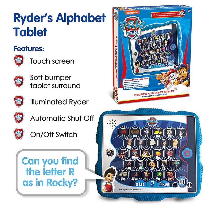 PAW Patrol Ryder's Alphabet Tablet - Features