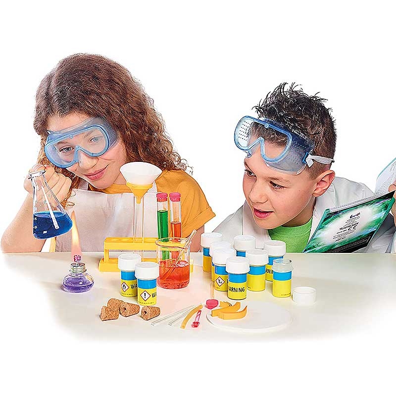 Science Mad Chemistry Lab - Boy and Girl running an Experiment